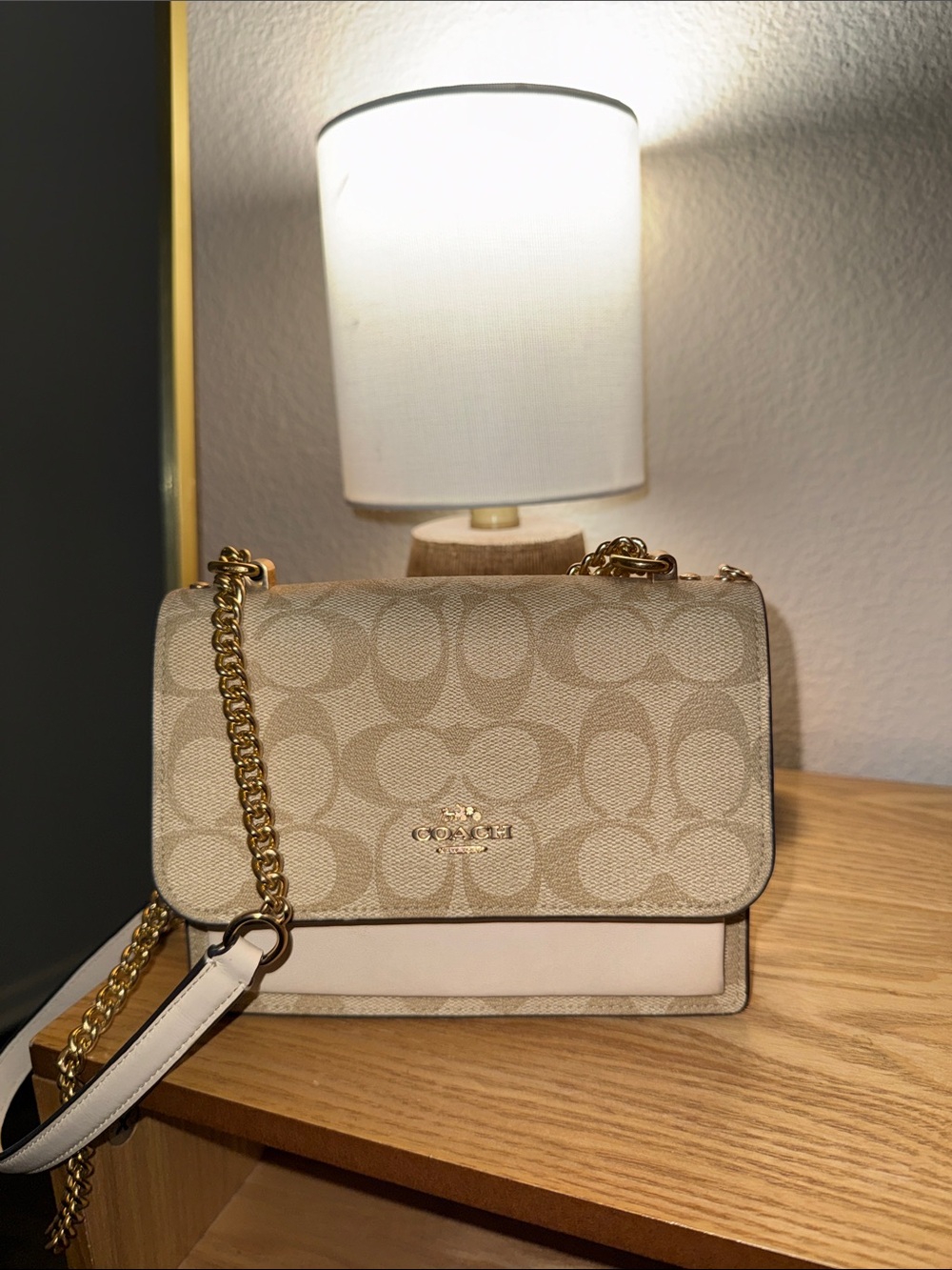 Coach Signature Canvas and Leather Crossbody Bag in Khaki/Chalk